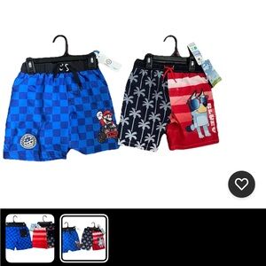 Bluey & Mario swim trunks size 6/7